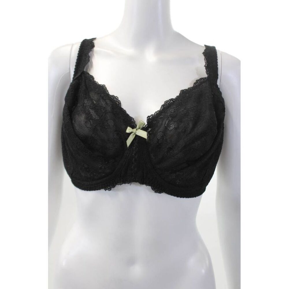 Fayreform Womens Lace Transparent Bow Accent Balconette Bra Size Solid 36G